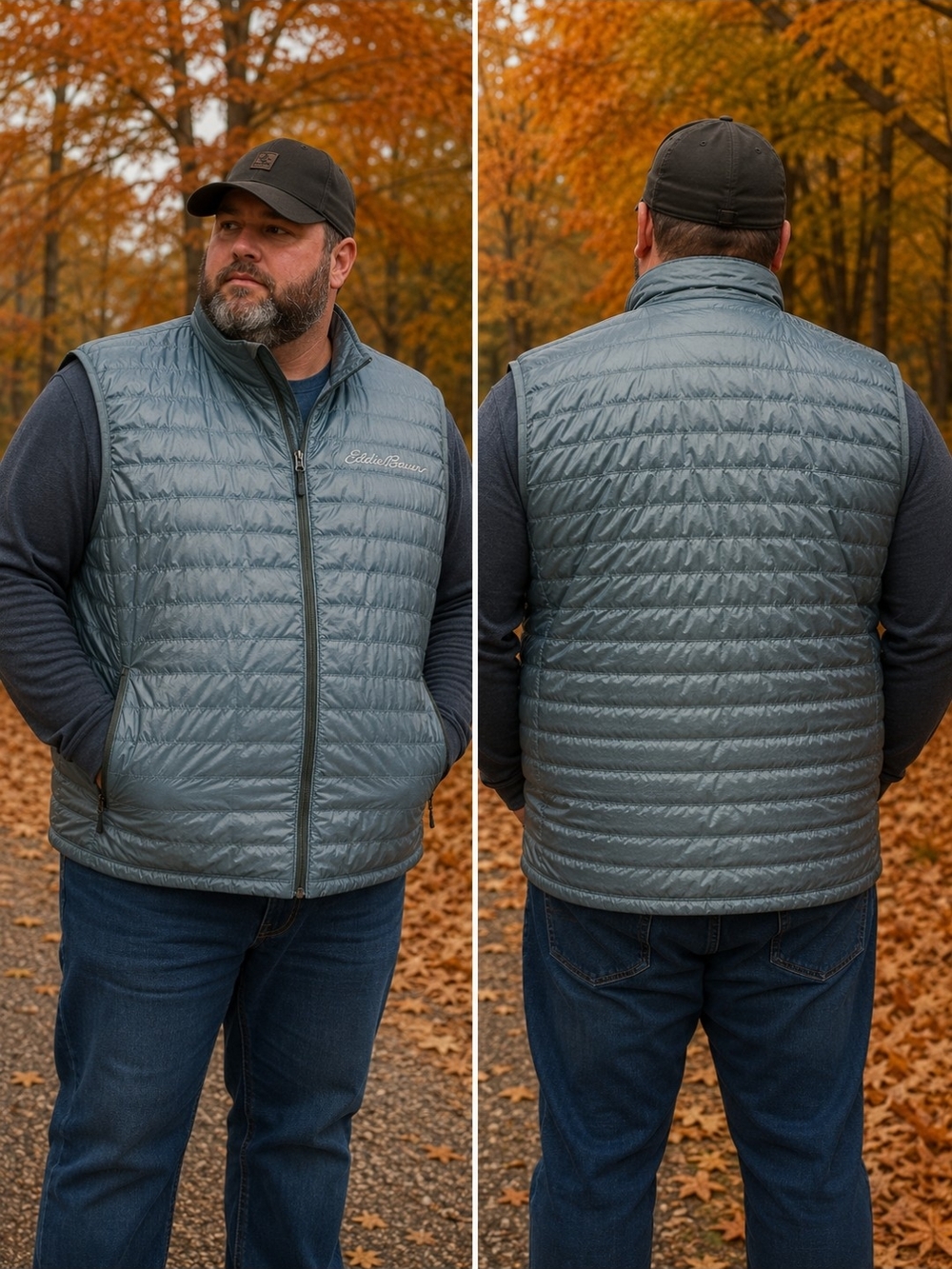 Eddie Bauer Men's Quilted Packable Vest - Slate Blue